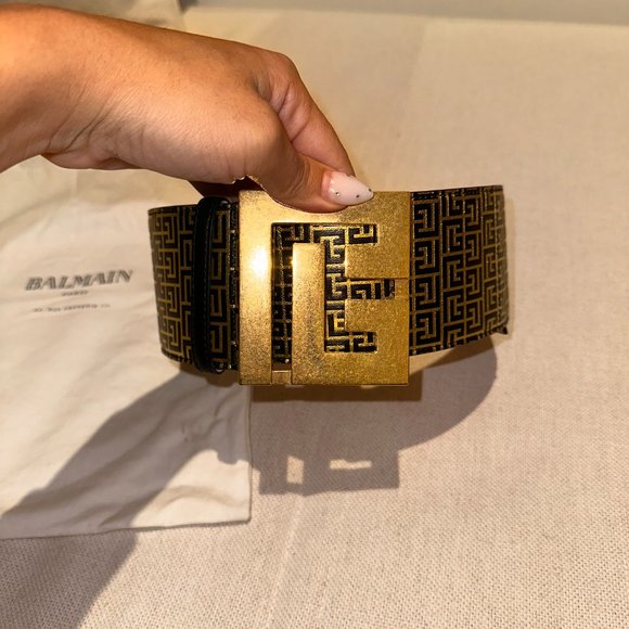 BALMAIN - Monogram-pattern wide belt - Picture 2 of 8